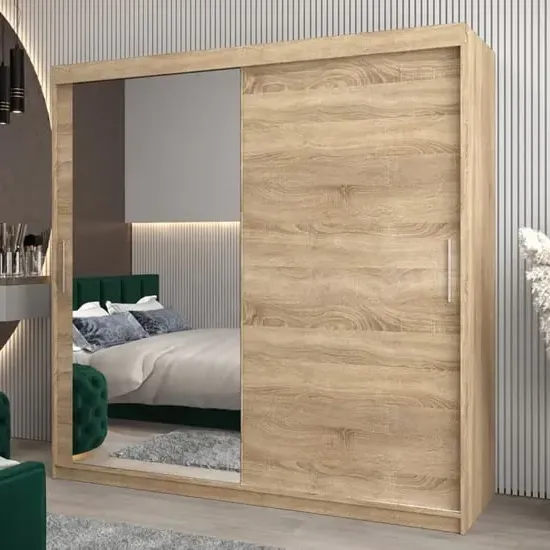 Tavira II Mirrored Wardrobe 2 Sliding Doors - Sonoma Oak