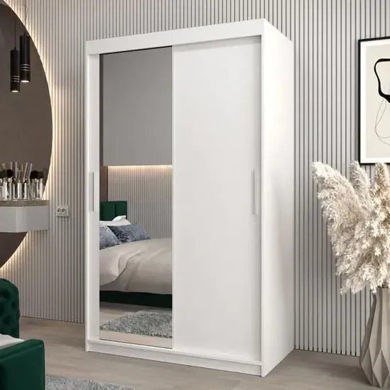 Tavira II Mirrored Wardrobe 2 Sliding Doors - White