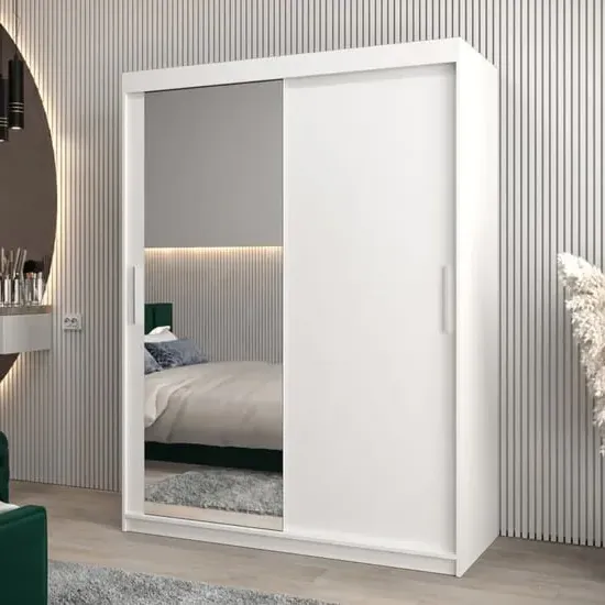 Tavira II Mirrored Wardrobe 2 Sliding Doors - White