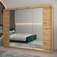 Tavira II Mirrored Wardrobe 3 Sliding Doors - Artisan Oak