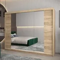 Tavira II Mirrored Wardrobe 3 Sliding Doors - Sonoma Oak