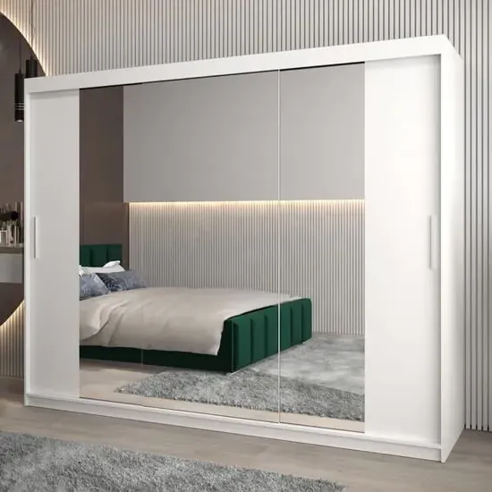 Tavira II Mirrored Wardrobe 3 Sliding Doors - White