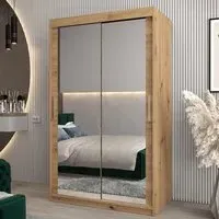Tavira III Mirrored Wardrobe 2 Sliding Doors - Artisan Oak