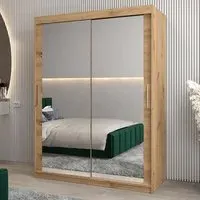 Tavira III Mirrored Wardrobe 2 Sliding Doors - Artisan Oak