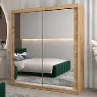 Tavira III Mirrored Wardrobe 2 Sliding Doors - Artisan Oak