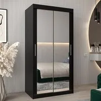 Tavira III Mirrored Wardrobe 2 Sliding Doors - Black