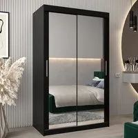 Tavira III Mirrored Wardrobe 2 Sliding Doors - Black