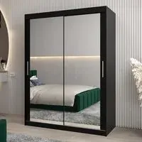 Tavira III Mirrored Wardrobe 2 Sliding Doors - Black