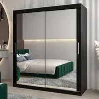 Tavira III Mirrored Wardrobe 2 Sliding Doors - Black