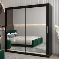 Tavira III Mirrored Wardrobe 2 Sliding Doors - Black