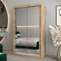 Tavira III Mirrored Wardrobe 2 Sliding Doors - Sonoma Oak