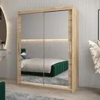 Tavira III Mirrored Wardrobe 2 Sliding Doors - Sonoma Oak