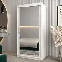 Tavira III Mirrored Wardrobe 2 Sliding Doors - White