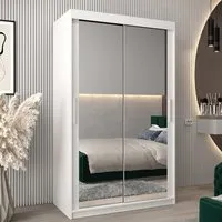 Tavira III Mirrored Wardrobe 2 Sliding Doors - White