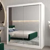 Tavira III Mirrored Wardrobe 2 Sliding Doors - White