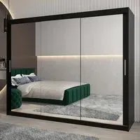 Tavira III Mirrored Wardrobe 3 Sliding Doors - Black