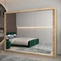 Tavira III Mirrored Wardrobe 3 Sliding Doors - Sonoma Oak