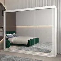 Tavira III Mirrored Wardrobe 3 Sliding Doors - White