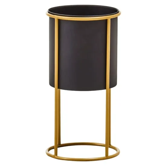 Tavira Small Floor Standing Planter - Black, Iron