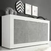 Taylor 3-Door Sideboard - White, Cement