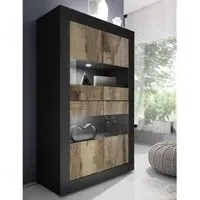 Taylor 4-Door Display Cabinet with LED - Black, Wood