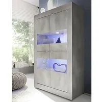 Taylor 4-Door Display Cabinet with LED - White Pine