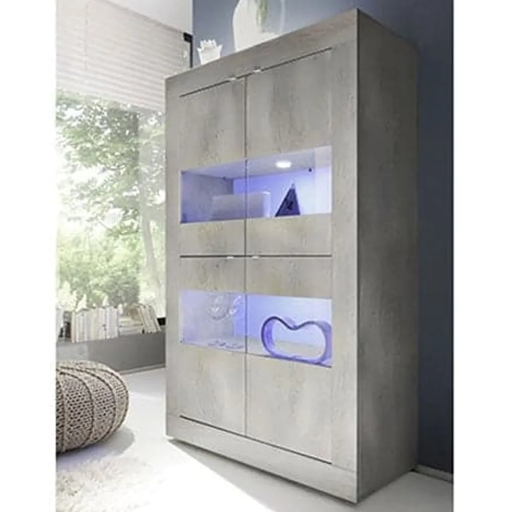 Taylor 4-Door Display Cabinet with LED - White Pine