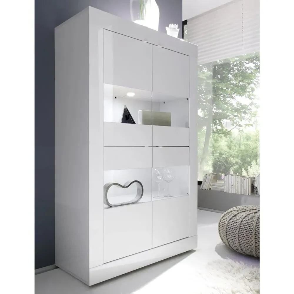 Taylor 4-Door Display Cabinet with LED - White