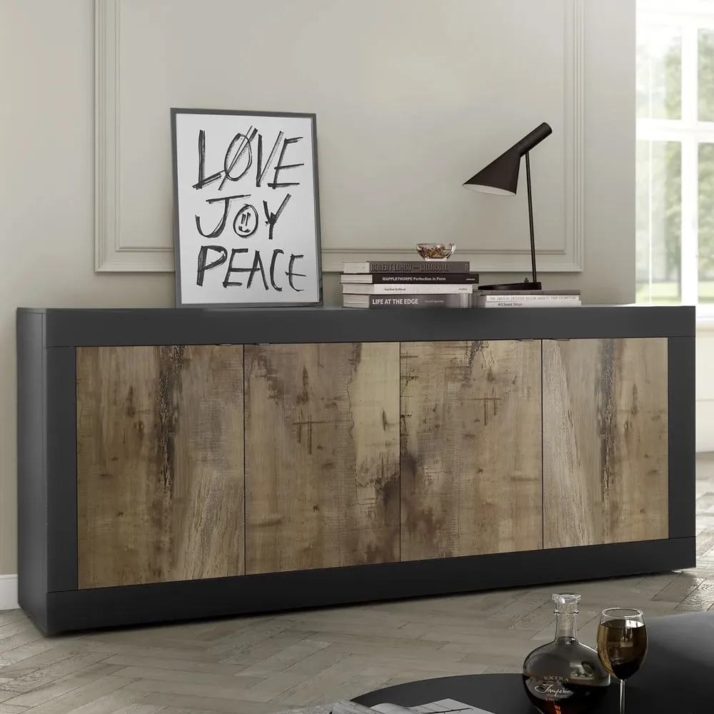 Taylor 4-Door Sideboard - Black, Pero Wood