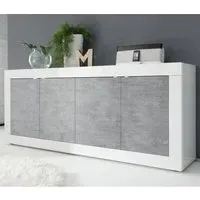 Taylor 4-Door Sideboard - White, Cement