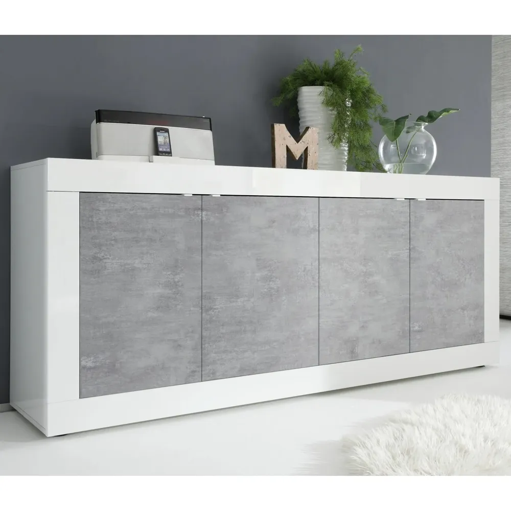 Taylor 4-Door Sideboard - White, Cement