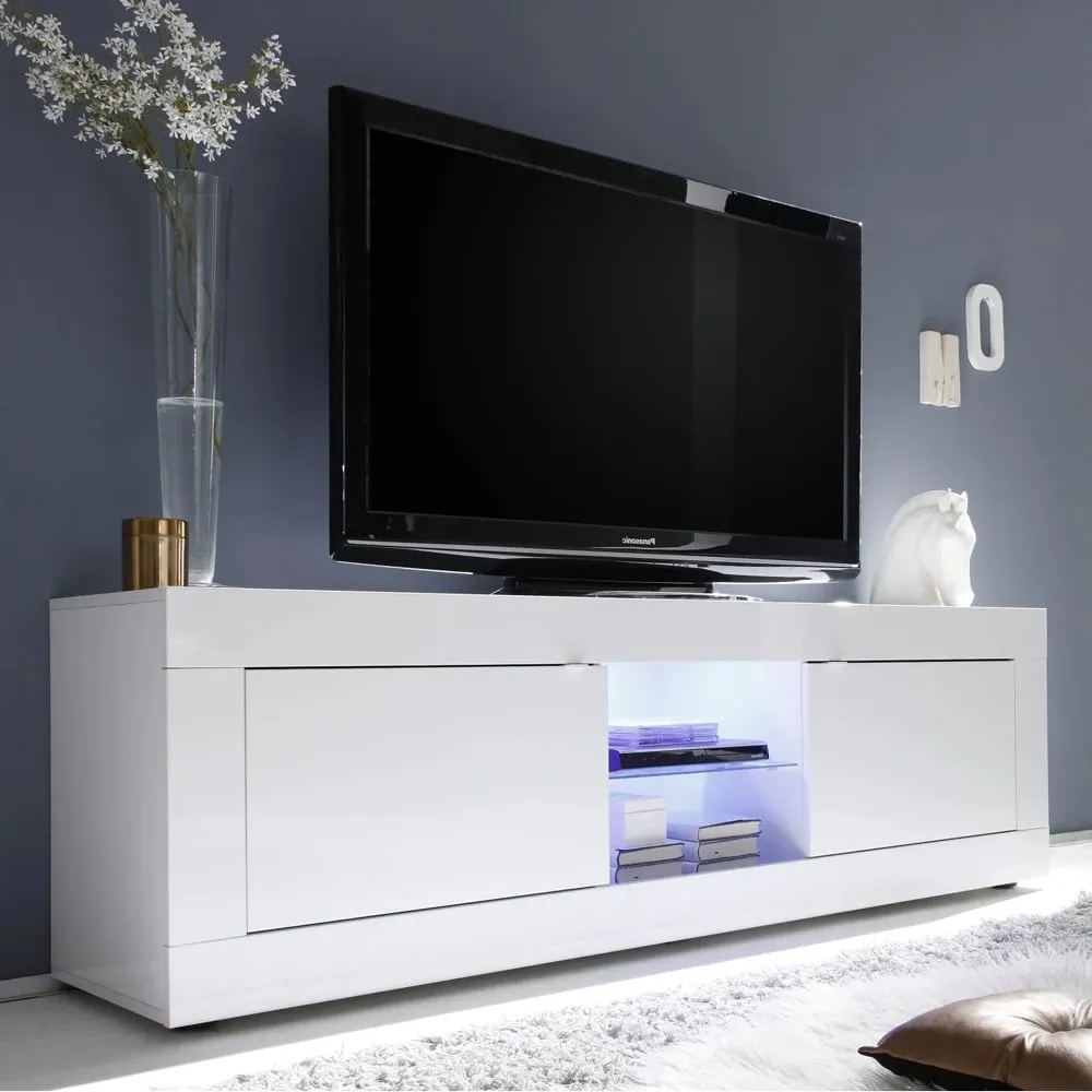 Taylor High Gloss TV Stand with LED - White