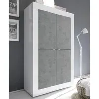 Taylor Highboard with 4 Doors - White, Cement