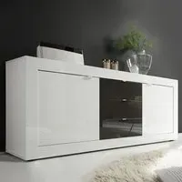 Taylor Large Sideboard - White and Anthracite, High Gloss