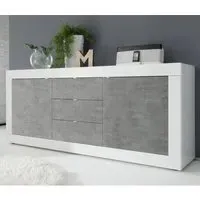 Taylor Sideboard with 2 Doors 3 Drawers - White, Cement
