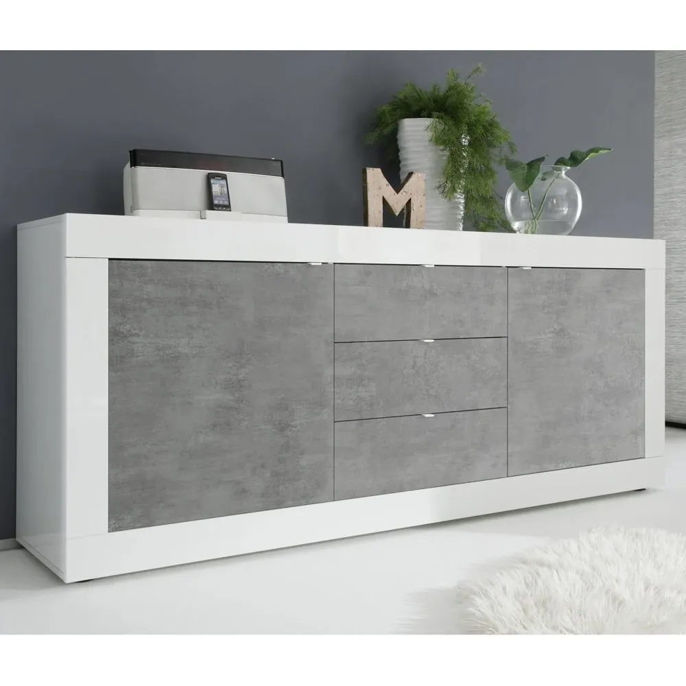 Taylor Sideboard with 2 Doors 3 Drawers - White, Cement
