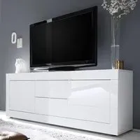 Taylor TV Sideboard with 2 Doors 2 Drawers - White, High Gloss