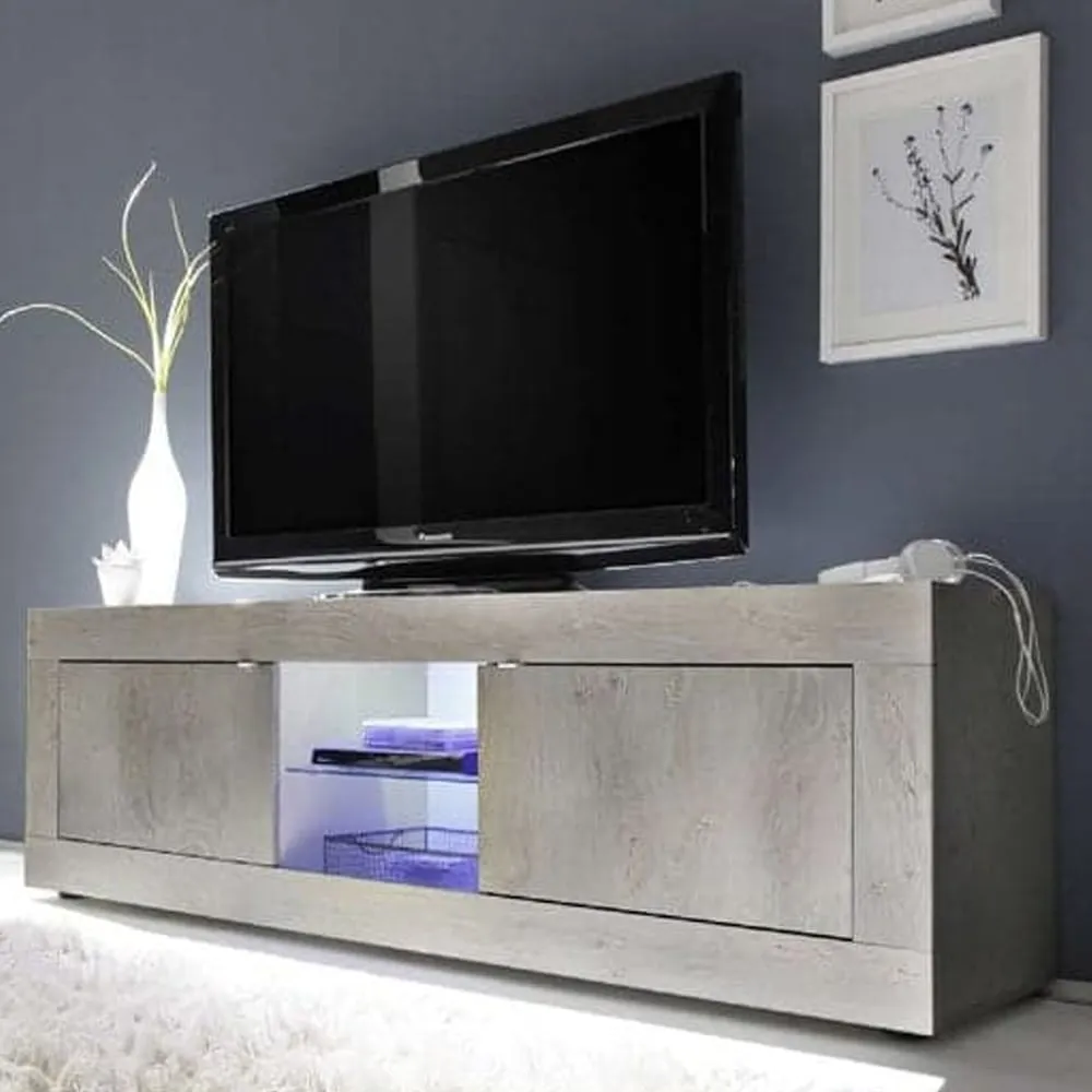 Taylor TV Stand with LED - White, Pine