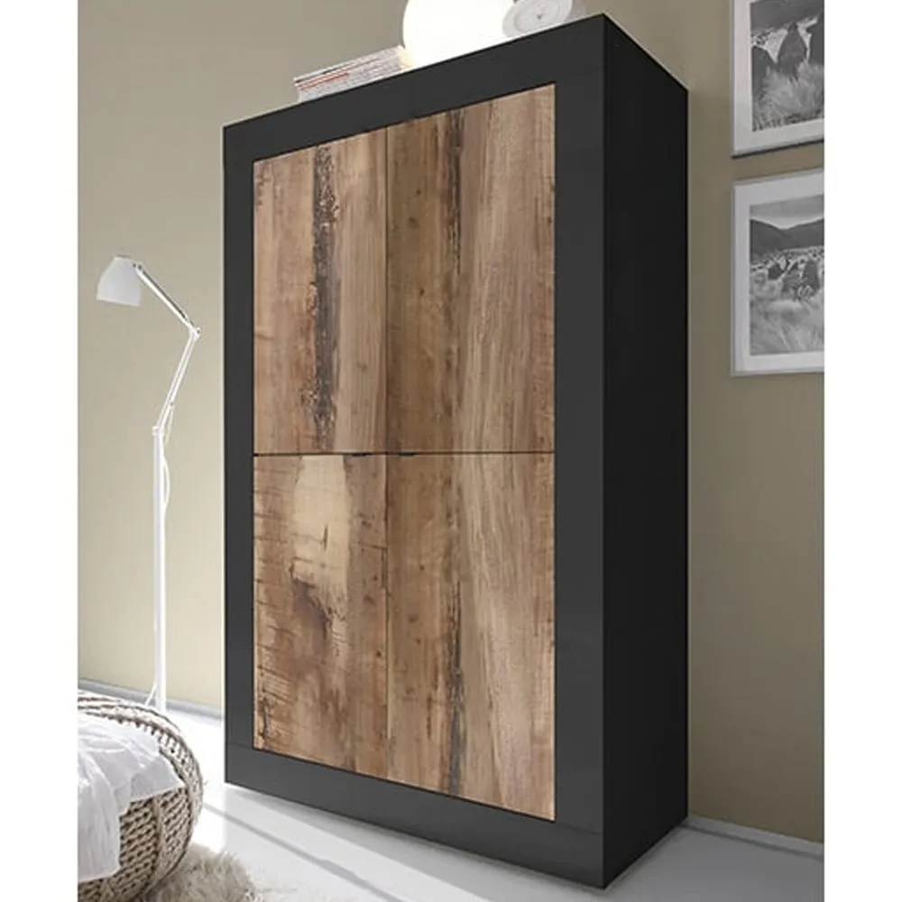 Taylor Wooden Highboard with 4 Doors - Black, Pero