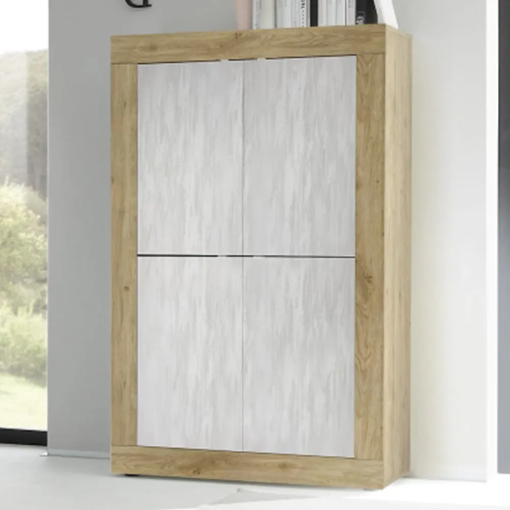 Taylor Wooden Highboard with 4 Doors - Cadiz, White image