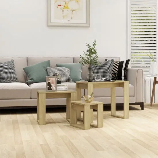 Tayvon Nest of 3 Tables - Sonoma Oak, Engineered Wood image