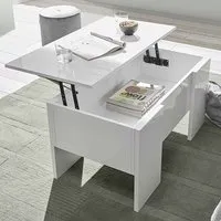 Taze Lift-Up Storage Coffee Table - White, High Gloss
