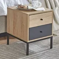 Teaneck Bedside Cabinet with 2 Drawers - Oak