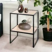 Teaneck End Table with Metal Frame - Light Oak, Wood