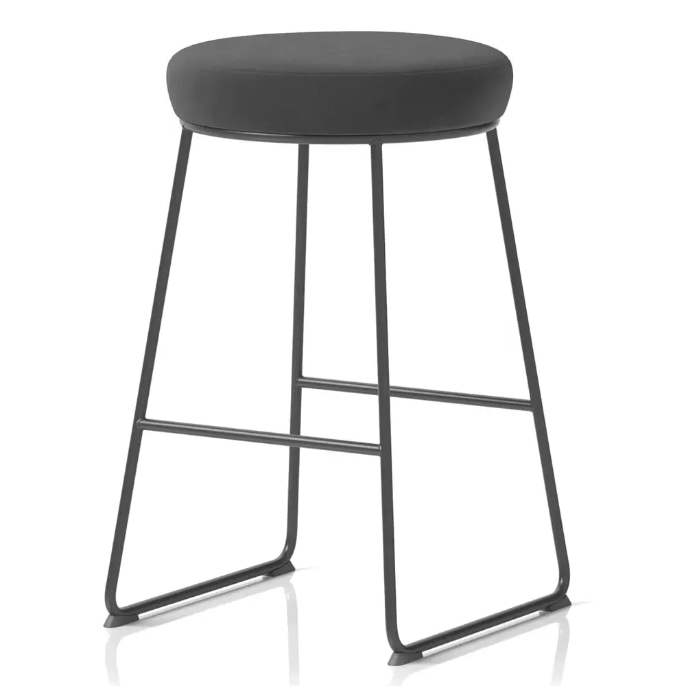Teaneck Fabric Stool with Metal Frame - Black image