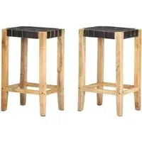 Tegan Large Bar Stools Set of 2 - Black, Mango Wood