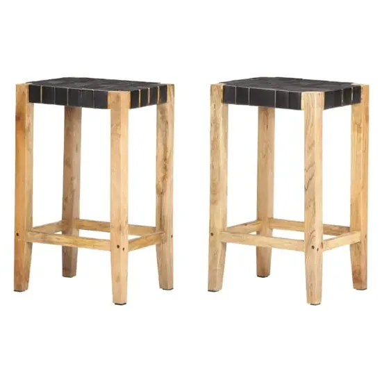 Tegan Large Bar Stools Set of 2 - Black, Mango Wood image