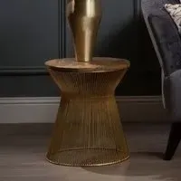 Telluride Coffee Table with Hourglass Base - Gold, Mango Wood