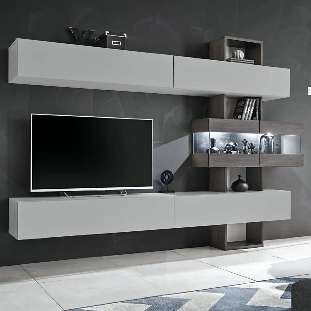 Telluride Entertainment Unit with LED - Oak, Grey