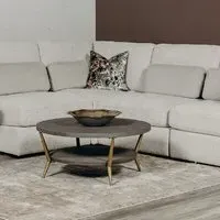 Telluride Round Coffee Table - Grey, Wood